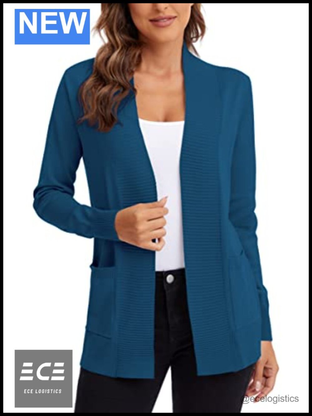 Lightweight Open Front Knit Cardigan Sweater with Pockets
